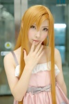 asuna_(sao) blonde_hair cosplay dress mineo_kana sword_art_online yellow_eyes rating:Safe score:0 user:nil!