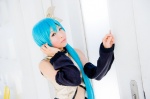 aqua_hair cosplay croptop detached_sleeves hairbow hatsune_miku mashiro_yuki pleated_skirt ponytail project_diva skirt vocaloid rating:Safe score:0 user:nil!