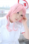 apron chunky cosplay crosscrossplay haito nurse nurse_cap nurse_uniform pink_hair princess_princess yukata_mikoto rating:Safe score:0 user:nil!