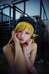 bakemonogatari blonde_hair cosplay dress goggles helmet narumiya oshino_shinobu rating:Safe score:0 user:nil!