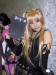 amane_misa blades blonde_hair cosplay death_note elbow_gloves gloves kipi lace notebook torn_clothes twintails rating:Safe score:0 user:nil!