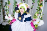 animal_ears apron bells cat_ears cosplay dejiko di_gi_charat green_hair kotaro maid maid_uniform rating:Safe score:0 user:Kryzz