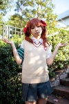 blouse cosplay hairbows kanda_midori pleated_skirt red_hair school_uniform shirai_kuroko skirt sweater_vest to_aru_kagaku_no_railgun twintails rating:Safe score:2 user:xkaras