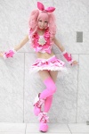 blouse boots choker cosplay croptop cure_melody hairbow himemiya_mahore houjou_hibiki miniskirt pink_hair pretty_cure skirt suite_precure thighhighs twintails zettai_ryouiki rating:Safe score:4 user:nil!