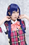 blouse blue_hair cosplay hairbow hozuki_rin idolmaster kisaragi_chihaya school_uniform vest rating:Safe score:0 user:nil!