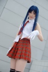 blue_hair cosplay gloves kawashima_ami makise_anji pantyhose pleated_skirt school_uniform skirt sleeveless_blouse thighhighs tie toradora! zettai_ryouiki rating:Safe score:2 user:nil!