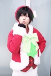 ahoge chouka cosplay gloves idolmaster kikuchi_makoto miniskirt plaid santa_costume skirt vest rating:Safe score:0 user:nil!