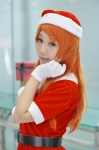 cosplay dress gloves idolmaster idolmaster_million_live! kuroa oogami_tamaki orange_hair santa_costume stocking_cap rating:Safe score:0 user:nil!