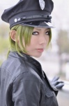 choker cosplay gloves green_hair leather_jacket marin_(ii) police_hat white_eyes yurikawa_midori zombie-ya_reiko rating:Safe score:0 user:pixymisa
