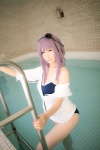 atsuki cosplay dagashi_biyori dagashi_kashi hairband hoodie one-piece_swimsuit pool purple_hair shidare_hotaru swimsuit wet rating:Safe score:0 user:nil!