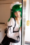 apron bathroom cosplay dress green_hair hairband kochiya_sanae lenfried maid maid_uniform stuffed_animal touhou rating:Safe score:1 user:nil!