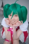 cosplay dress green_hair macross macross_frontier miki necklace ranka_lee red_eyes ribbons twintails vest rating:Safe score:0 user:pixymisa