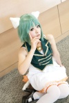 animal_ears bell cat_ears cosplay dress green_hair gumi o-sui tail thighhighs vest vocaloid rating:Safe score:1 user:pixymisa