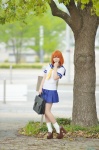 bookbag cosplay higurashi_no_naku_koro_ni orange_hair pantyhose pleated_skirt ruton ryuuguu_rena sailor_uniform school_uniform sheer_legwear skirt socks rating:Safe score:2 user:nil!
