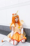 boots bow choker cosplay crown cure_sunny detached_sleeves dress hino_akane miniskirt orange_hair pretty_cure rokke skirt smile_precure! thigh_boots thighhighs zettai_ryouiki rating:Safe score:0 user:pixymisa