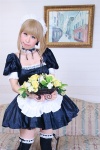 apron blonde_hair cosplay dress fate/series fate/stay_night hairband kamui_arisa maid maid_uniform saber secret_party thighhighs zettai_ryouiki rating:Safe score:1 user:nil!