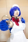 apron blue_hair bowtie choker cosplay dress eyepatch hairband handcuffs ikkitousen maid maid_uniform ryomou_shimei sakura_ryuu rating:Safe score:0 user:pixymisa