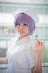 cosplay kuroneko nurse nurse_cap nurse_uniform original purple_eyes purple_hair syringe rating:Safe score:0 user:pixymisa