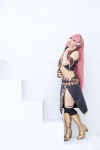 armbands boots cosplay dai detached_sleeves hairbow headphones megurine_luka pink_hair skirt thighhighs vest vocaloid zettai_ryouiki rating:Safe score:0 user:pixymisa