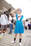 ayanami_rei blue_hair cosplay kanata neon_genesis_evangelion red_eyes school_uniform socks suspenders rating:Safe score:0 user:nil!