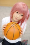basketball bike_shorts cosplay ema gym_uniform hair_ribbon minato_tomoka pink_hair ro-kyu-bu! shorts side_ponytail tshirt rating:Safe score:0 user:pixymisa