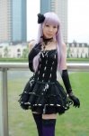 choker cosplay dress elbow_gloves gloves hairbow pantyhose purple_hair rue tagme_character tagme_series thighhighs zettai_ryouiki rating:Safe score:1 user:nil!