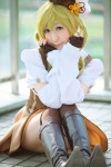 beret blonde_hair blouse boots chii corset cosplay detached_sleeves fingerless_gloves miniskirt puella_magi_madoka_magica skirt thighhighs tomoe_mami twintails zettai_ryouiki rating:Safe score:3 user:nil!