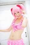 bikini_top cosplay hair_ribbons kaname_madoka mashiro_yuki miniskirt pink_hair puella_magi_madoka_magica skirt swimsuit twintails rating:Safe score:0 user:nil!