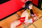 cosplay detached_sleeves hairbow hakurei_reimu mike one-piece_swimsuit swimsuit touhou rating:Safe score:0 user:nil!