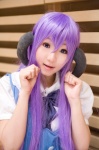 cosplay hanyuu higurashi_no_naku_koro_ni horns kidsuki_runa purple_hair school_uniform vest rating:Safe score:1 user:nil!