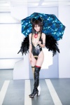 boots cleavage cosplay hairbow leotard mike reiuji_utsuho thigh_boots thighhighs touhou umbrella wings rating:Safe score:1 user:nil!