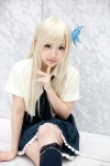 asae_ayato blonde_hair blouse boku_wa_tomodachi_ga_sukunai cosplay kashiwazaki_sena kneesocks pleated_skirt school_uniform skirt rating:Safe score:0 user:pixymisa