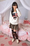 bed black_legwear hamada_yuri pleated_skirt skirt sweater thighhighs zettai_ryouiki rating:Safe score:1 user:nil!