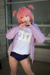<3 buruma cosplay gym_uniform hoodie horusu original pink_hair purple_eyes shorts tshirt twintails rating:Safe score:1 user:nil!