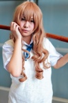 aisaka_taiga blonde_hair blouse cosplay magukonisi ribbon_tie sweater toradora! rating:Safe score:0 user:pixymisa