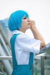 ayanami_rei blouse blue_hair cosplay jumper maitako neon_genesis_evangelion ribbon_tie school_uniform rating:Safe score:0 user:pixymisa