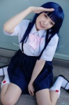 blouse blue_hair cosplay furude_rika higurashi_no_naku_koro_ni pantyhose pleated_skirt school_uniform shiki skirt socks suspenders rating:Safe score:0 user:nil!