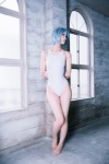 ayanami_rei barefoot blue_hair cosplay mike neon_genesis_evangelion one-piece_swimsuit rebuild_of_evangelion swimsuit rating:Safe score:0 user:nil!