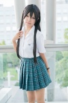 blouse cosplay idolmaster neko ohishi_izumi pantyhose pleated_skirt school_uniform sheer_legwear skirt twintails rating:Safe score:0 user:pixymisa