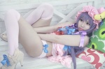 amatsuka_miyu babydoll cosplay gloves hat open_clothes panties patchouli_knowledge purple_hair thighhighs touhou rating:Safe score:7 user:nil!