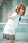 blouse cosplay hair_clips hirasawa_yui k-on! pantyhose pleated_skirt school_uniform shiina_haru skirt sweater_vest rating:Safe score:0 user:nil!