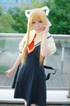 blonde_hair cosplay dress hairbow kamio_misuzu kneesocks kureha_marie school_uniform rating:Safe score:0 user:nil!