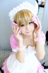 apron blonde_hair cosplay dress garter hairband maid maid_uniform original suu thighhighs rating:Safe score:1 user:pixymisa