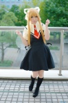 blonde_hair boots cosplay dress hairbow kamio_misuzu kneesocks kureha_marie school_uniform rating:Safe score:1 user:nil!
