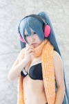 aqua_hair bikini cosplay ear_muffs hatsune_miku headset momoka_(ii) scarf swimsuit twintails vocaloid rating:Safe score:0 user:pixymisa