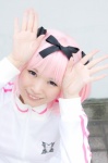 aisu cosplay hairbows hibari_(senran_kagura) pink_hair senran_kagura track_jacket rating:Safe score:1 user:pixymisa