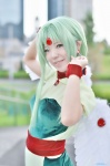 ai_(vi) bodysuit choker cosplay elf_ears finn_fish green_hair kamikaze_kaitou_jeanne wings rating:Safe score:0 user:nil!