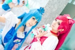 blue_hair choker cosplay cure_blossom cure_marine dress hairbow hanasaki_tsubomi heartcatch_precure! hizuki_yuuki kara kurumi_erika pink_hair pretty_cure rating:Safe score:0 user:nil!