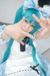 alice_in_musicland_(vocaloid) aqua_hair cosplay dress hairbow hatsune_miku twintails vocaloid yaya rating:Safe score:0 user:nil!