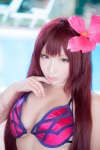 bikini_top cleavage cosplay fate/grand_order purple_hair saku scathach_(fate/grand_order) shadow_queen swimsuit rating:Safe score:0 user:nil!